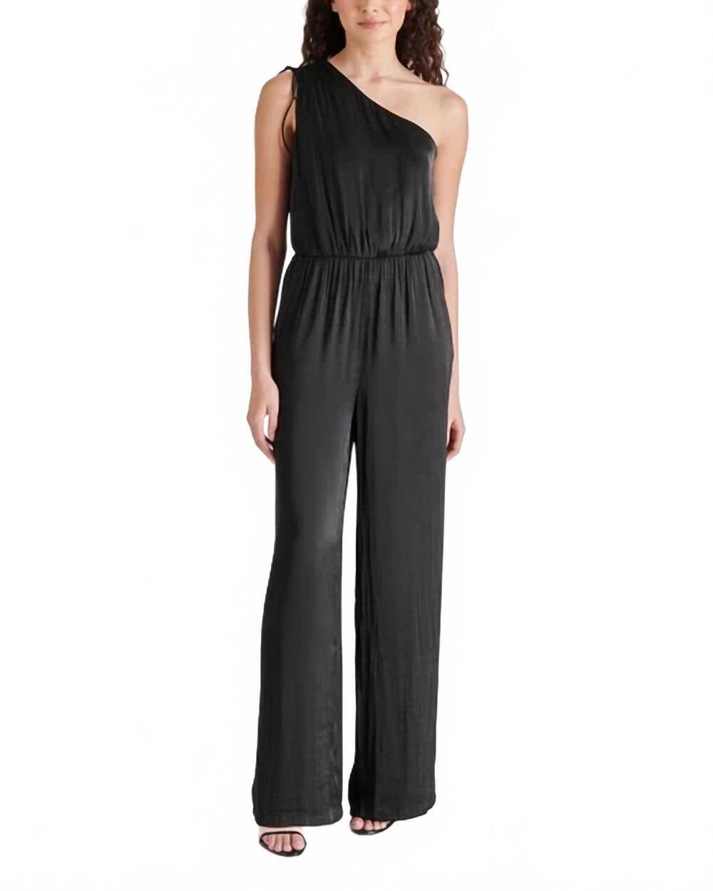 NEW STEVE MADDEN adele one shoulder jumpsuit in black